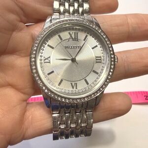 Valletta Silver Tone Crystal Bezel Roman Numeral Watch  Japan Movement Works